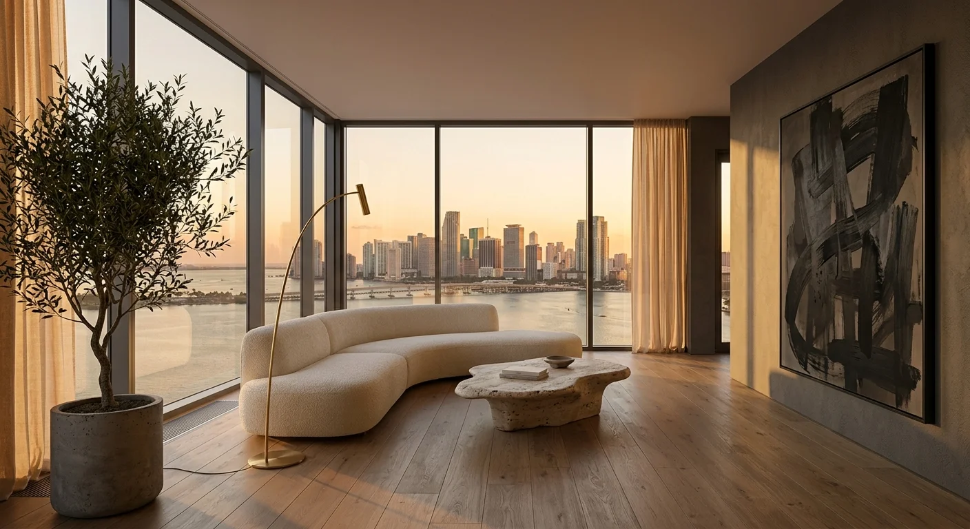 Planted residential balcony overlooking the city