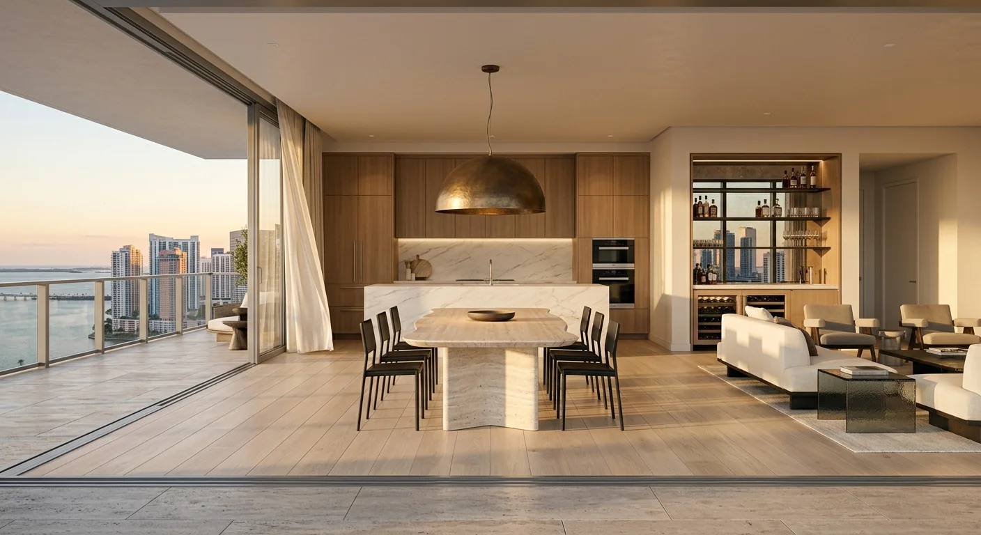 Warm interior lounge in natural light